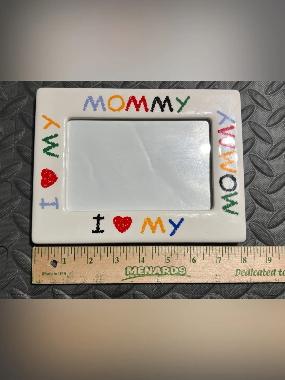 Vintage 90’s I Love My Mommy Ceramic Picture Frame 4x6 Retro Decor Crayon Style